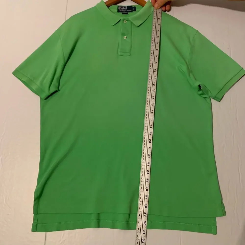 POLO BY RALPH LAUREN Men’s Green 2 Button Classic Fit Solid Cotton Polo Shirt Lg